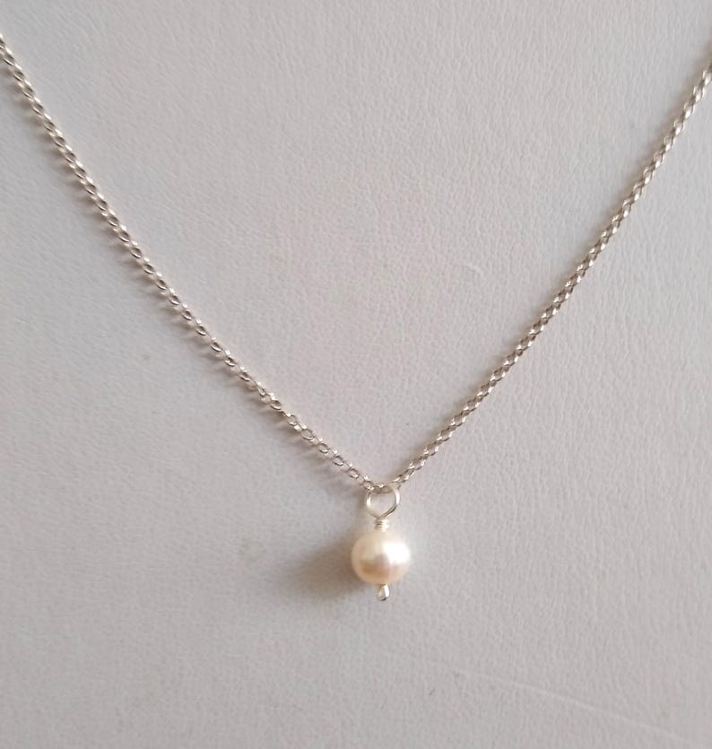 Genuine 6 Mm Freshwater Pearl Necklace Pendant: Sterling Silver 1 Mm ...