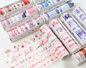 A Set 8 Pattern Sample Washi Tape | Tape Varied in Width | Bullet Journal Accessory | Scrapbooking Tape | Planner Supplies | Forest
