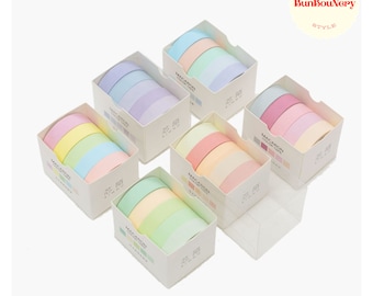 30 Pastel Colors Washi Tapes Set/combo | 10mm wide 50cm sample washi tape set | 5 Bright Colors Set | Journal tape | Mail Decor Tape