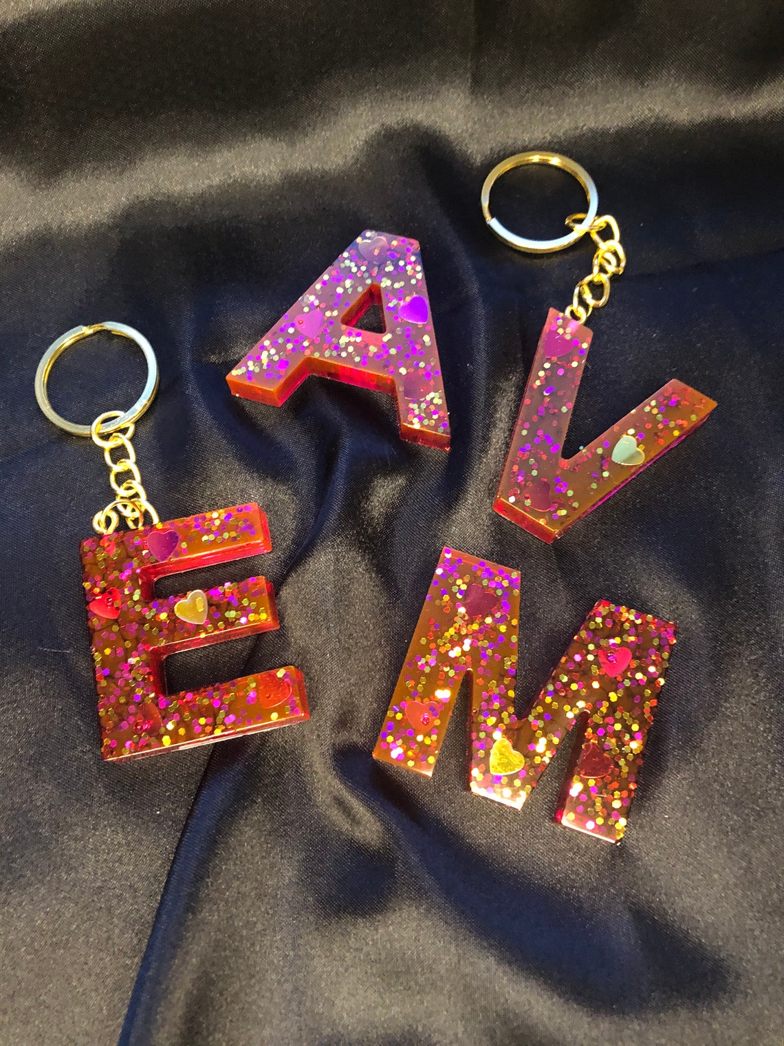 Custom made Resin Letter Keyrings Etsy