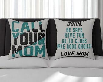 Call Your Mom Suede Pillow: College Dorm Room Decor