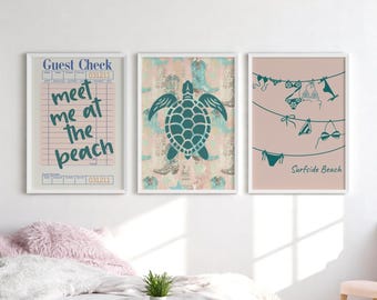 Coastal Carolina University Set of 3 Dorm Room Prints, CCU Teal Nation Apartment Wall Prints, Coastal Preppy College Bedroom Art Posters