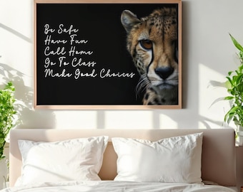 Dorm Room Wall Art Decor, Dorm Rules Sign Graduation Gift, College Quote Be Safe Have Fun Call Home Go to Class Make Good Grades Wall Print