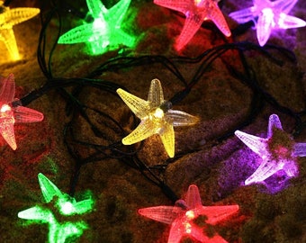 Solar 20 LED Starfish Multicolor String Light for indoor / outdoor decoration ( 8 modes, 15.7 ft)