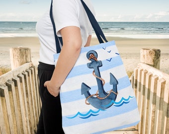 Tote bag with anchor maritime design, gift, shopping bag, beach bag, Mother's Day, elegant bag