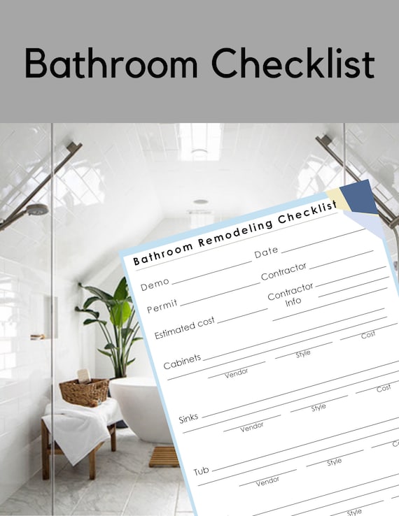 Bathroom Renovation Checklist Keeping Your Projects Organized | Etsy