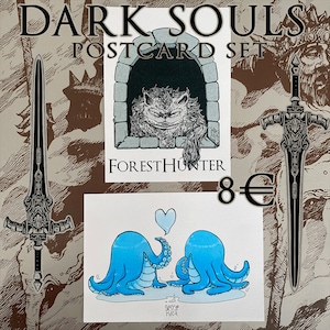 DARK SOULS POSTCARD ensemble eldenring art darksouls art autocollant chats carte tentacule coeur carte postale cthulhu eldritch carte postale horreur
