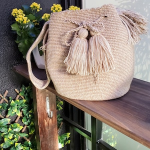Gehäkelte Wayuu-Taschen, minimalistisch, einfarbig. Beste Strandtasche!