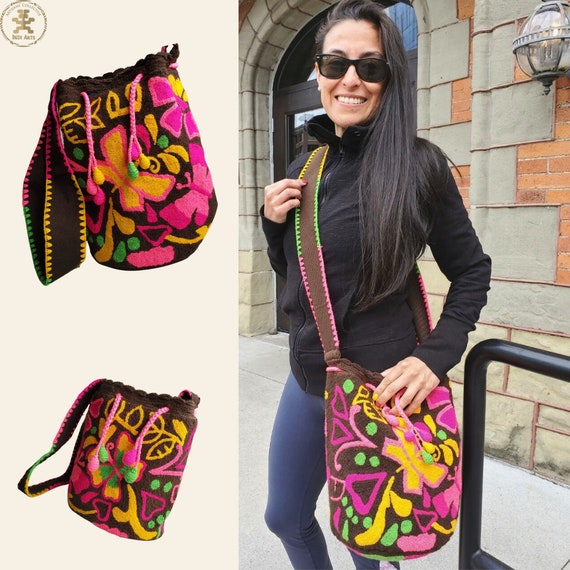 MEDIUM Mirabel Mochila Bag | Encanto the Movie | Disney | Tapizada Wayuu |  Lined Punch Needle Crossbody Shoulder Bag | Handmade in Colombia