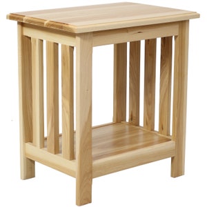 Mission Style End Table, Amish Handcrafted, Wood, Hickory, Side Table, Bedside Table, Nightstand, Furniture, Made in USA, 21.5 Inches Tall