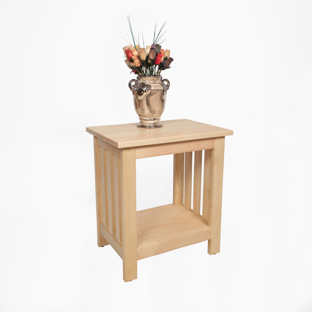 Mission Style Maple Wood End Table, Nightstand, Amish, Side Table, Plant Stand, Handmade, Living