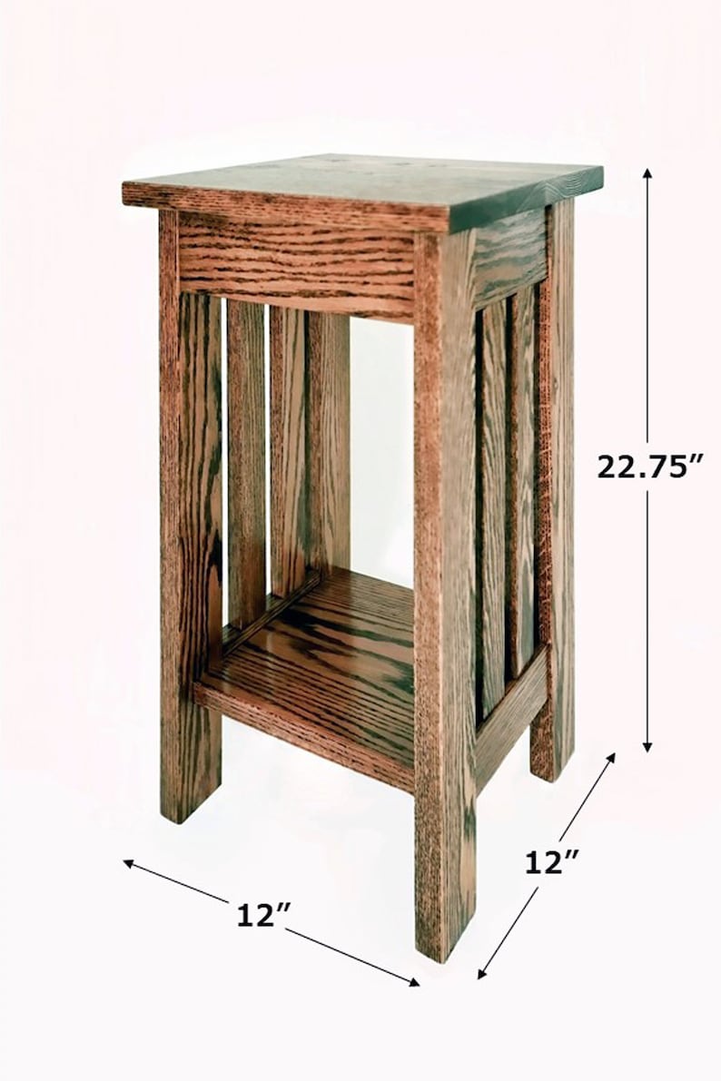 End Table Mission Style Wood Oak Side Table Plant Stand Etsy