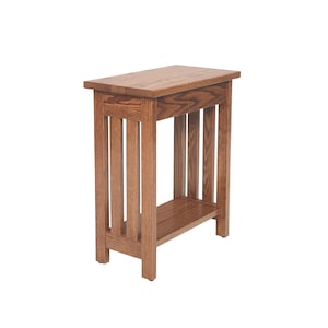 Handmade Amish Oak End Table: Narrow Mission Style Plant Stand