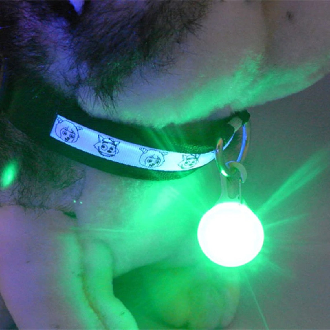 Round LED Tag Dog Light up Pendant Pet Puppy Flashing Collar Etsy UK