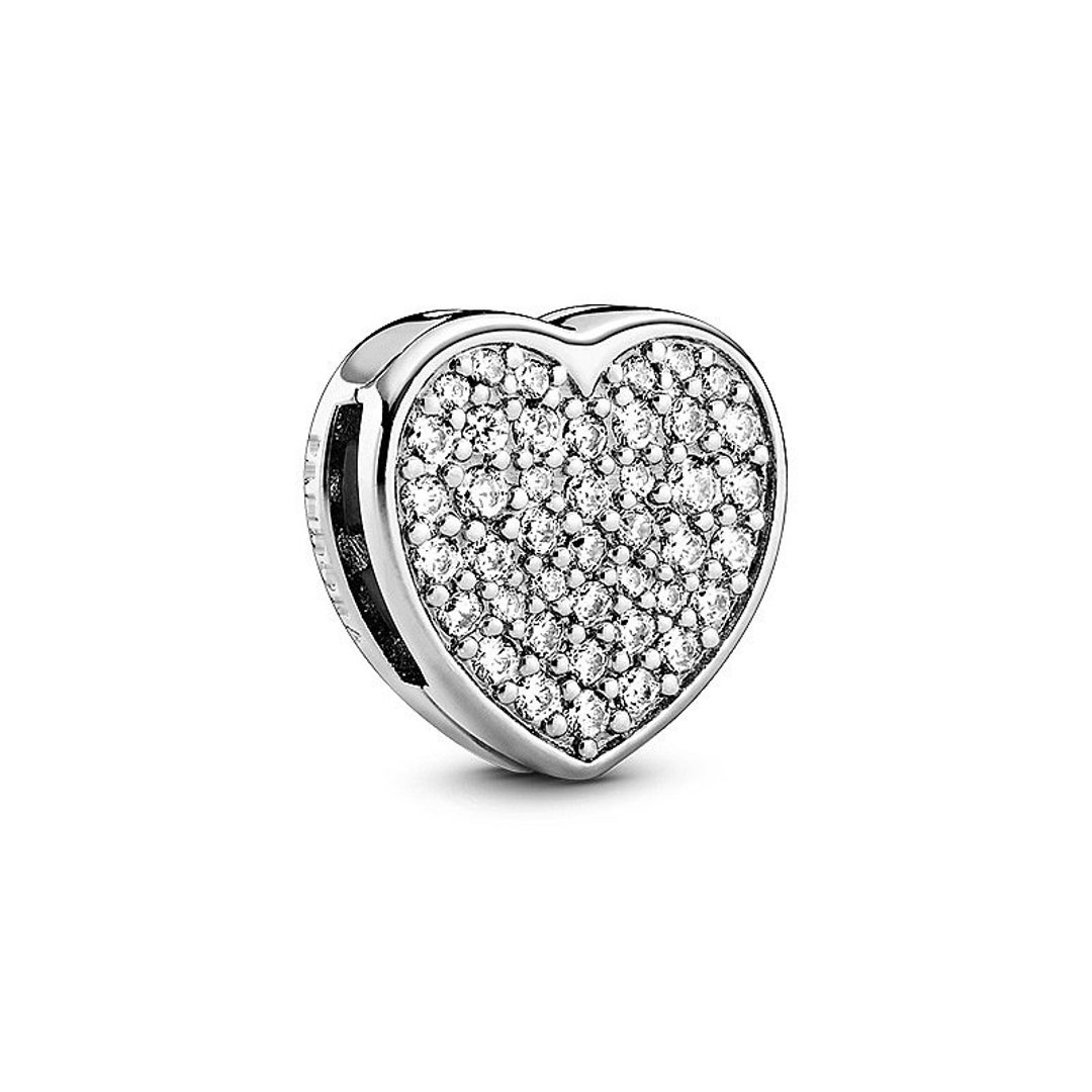 Pandora ALE R Pave Heart Clip Charm Reflexions Etsy