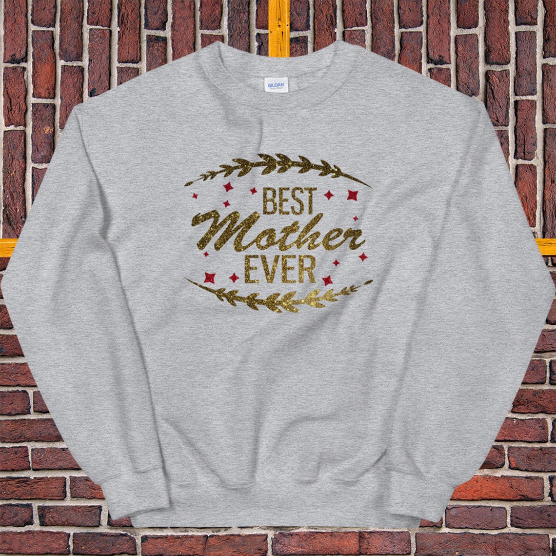 Best Mother Ever Sweatshirt Mama Gifts Mom Glitter Gold Etsy
