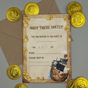 Pirate birthday invites, birthday. Party invitations, pirate invitation’s, pirate stickers, personalised pirate sticker, sweet cone stickers