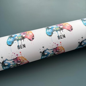 confezione regalo personalizzata per i giocatori, carta da regalo per i giocatori, personalizzata con un nome, regali per i giocatori, fogli extra large 60 x 90 cm, articoli coordinati