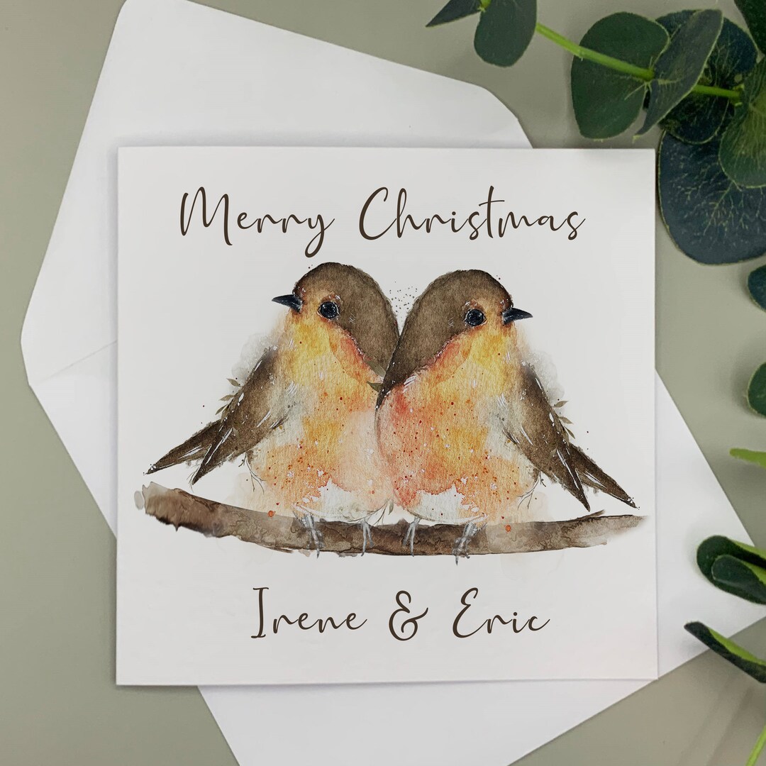 Watercolour Robin, Personalised Robin Christmas Greeting Card - Etsy