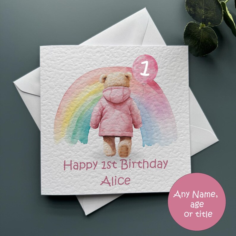 Personalised Birthday Card, Personalised Teddy Birthday Card, Age ...