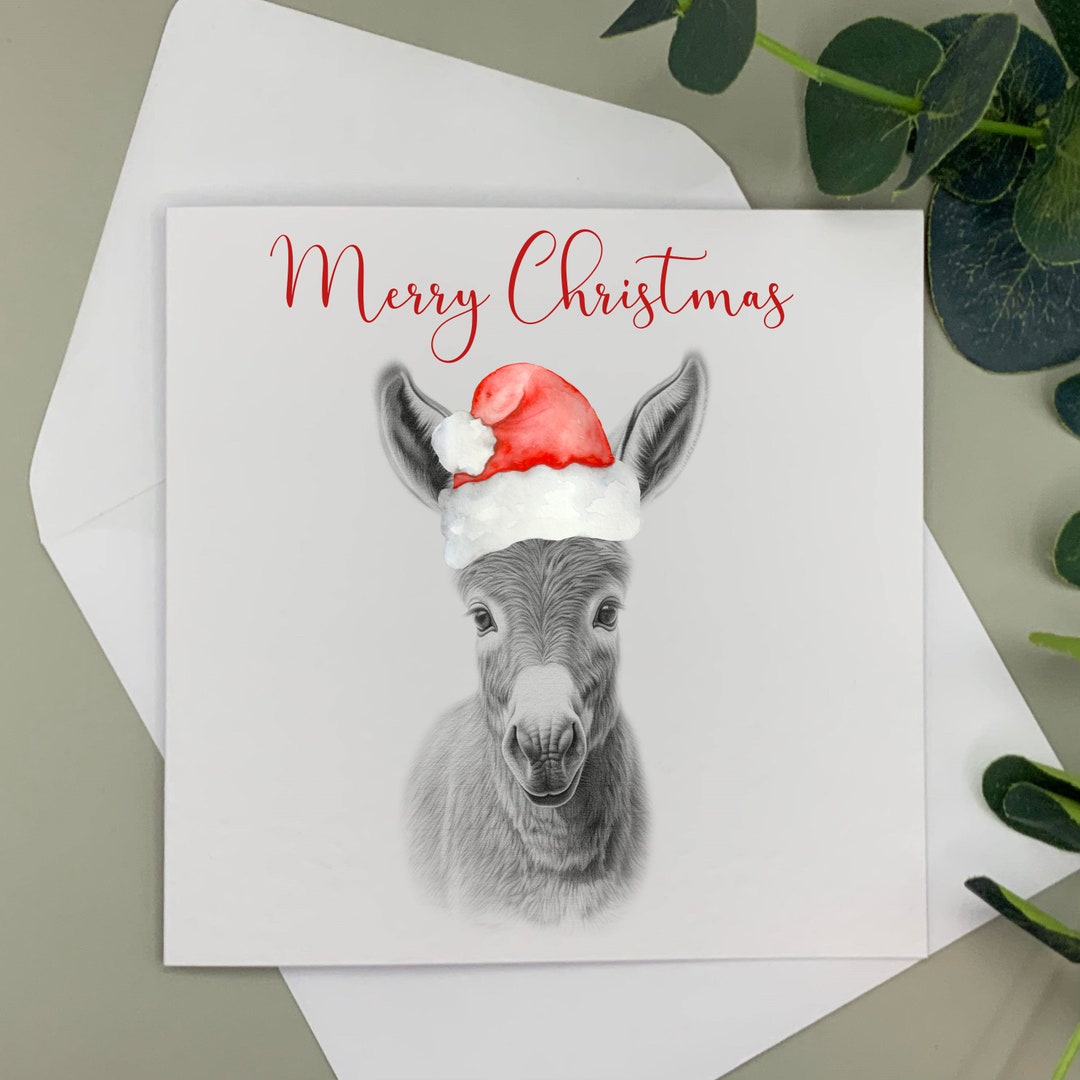 Personalised Donkey Christmas Card Blank Donkey Christmas Etsy UK