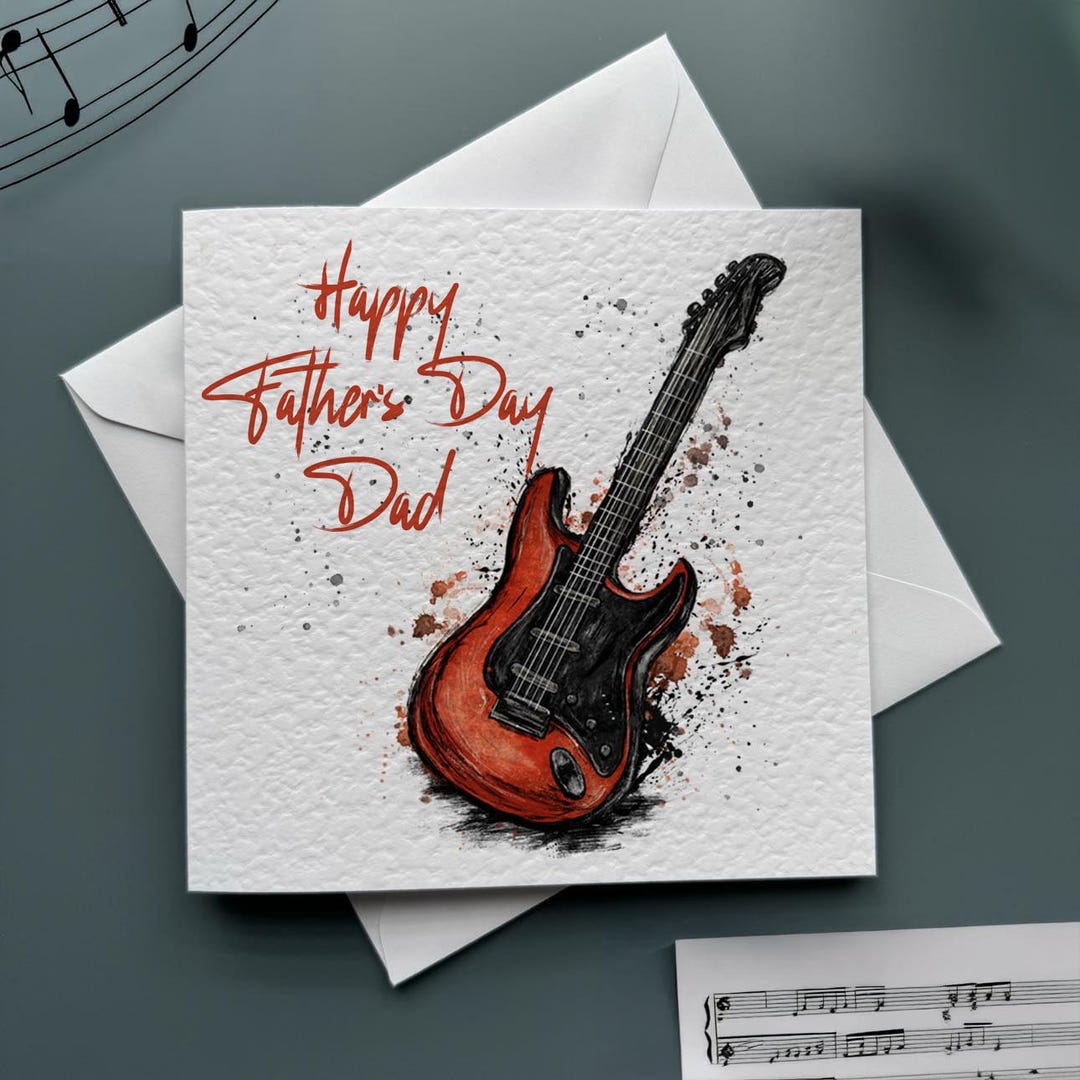 Guitar, Personalised Father’s Day Card, Guitar Birthday Card, Musician ...