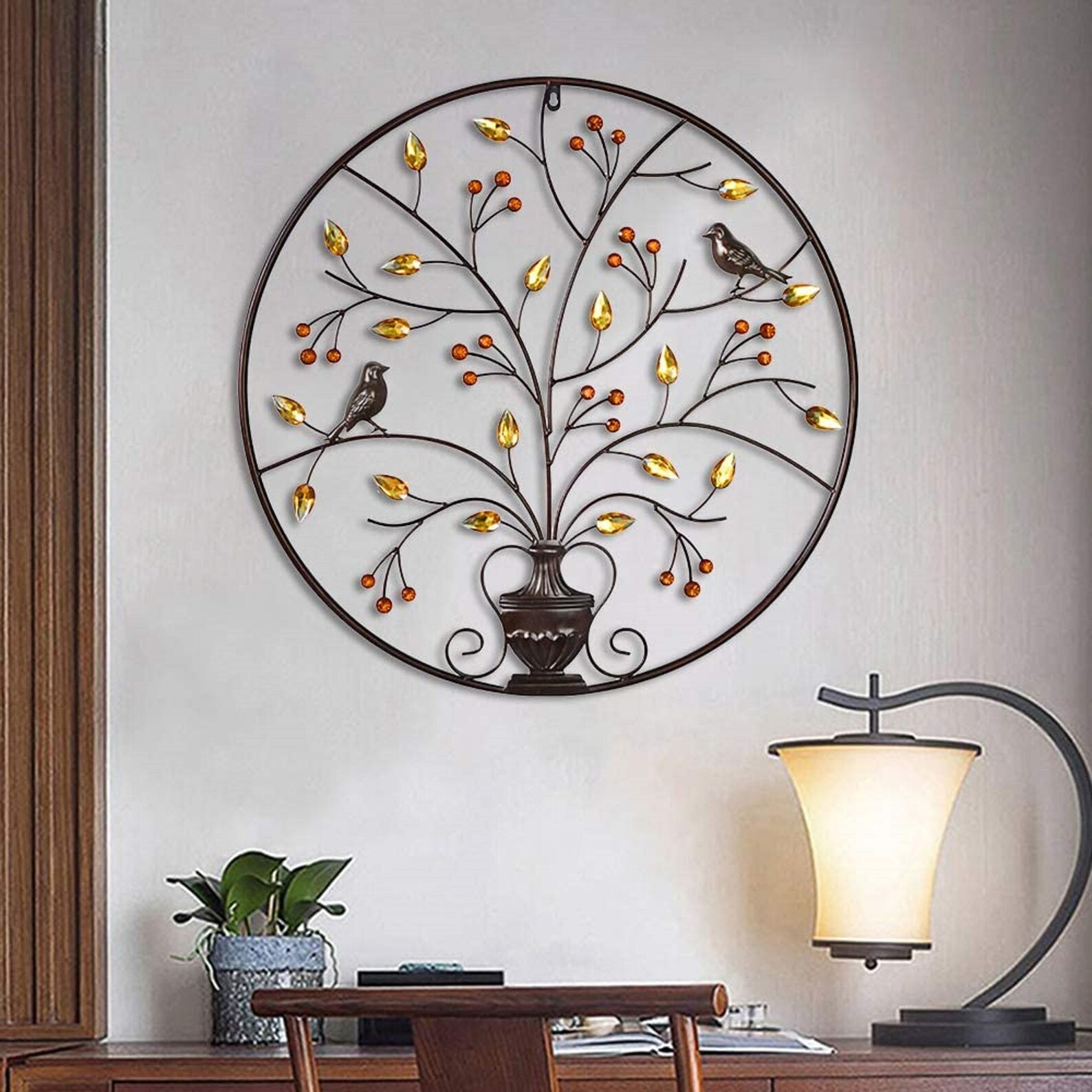 Iron Wall Sculptures Metal Round Wall Decor with Tree and Etsy