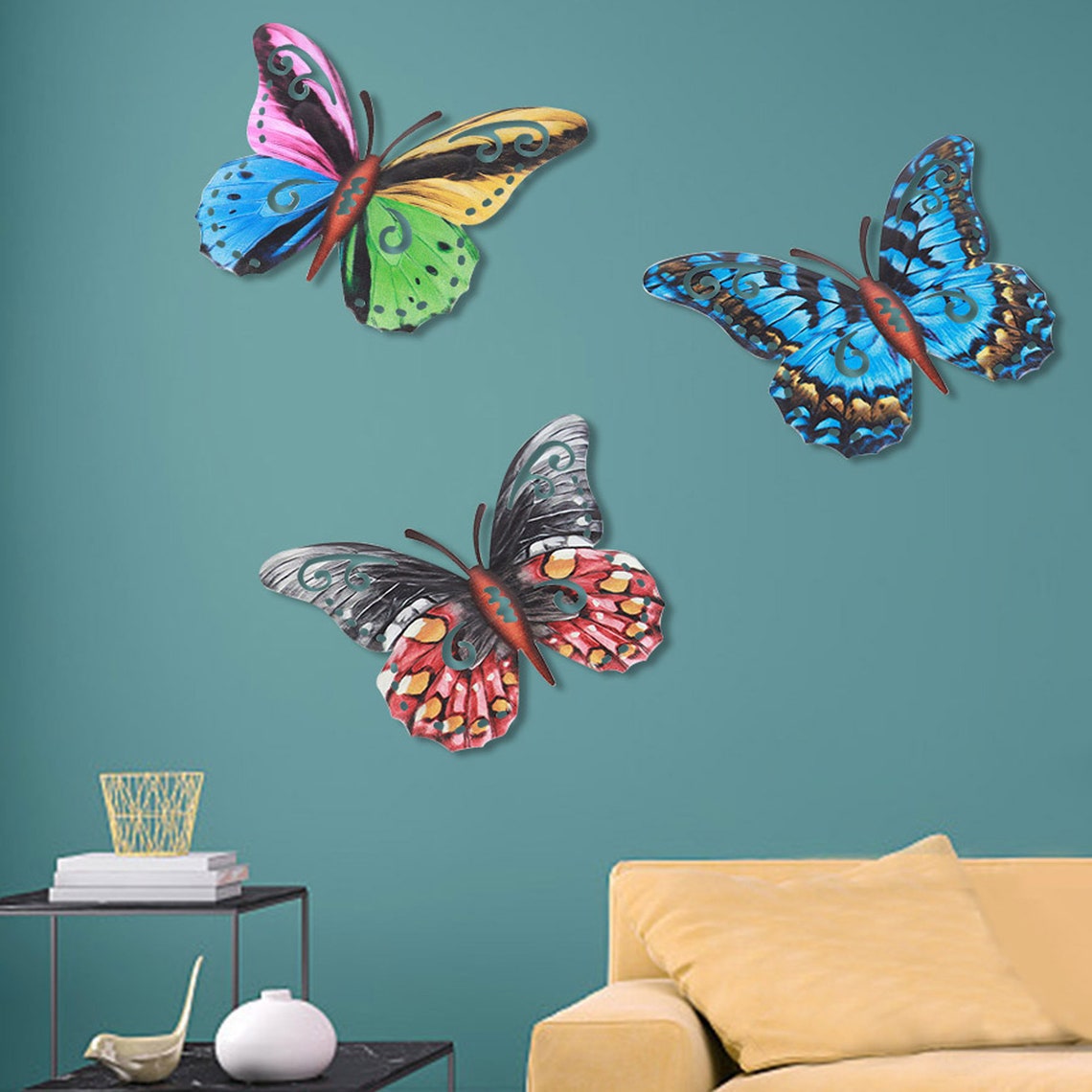 3pcs Metal Butterfly Art Wall Decor Living Room Garden Office Etsy