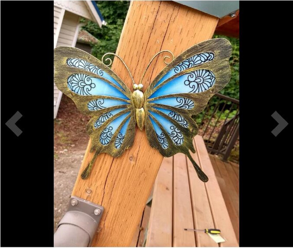 Metal Butterfly Wall Decor Outdoor Garden Fence Art Hanging Etsy
