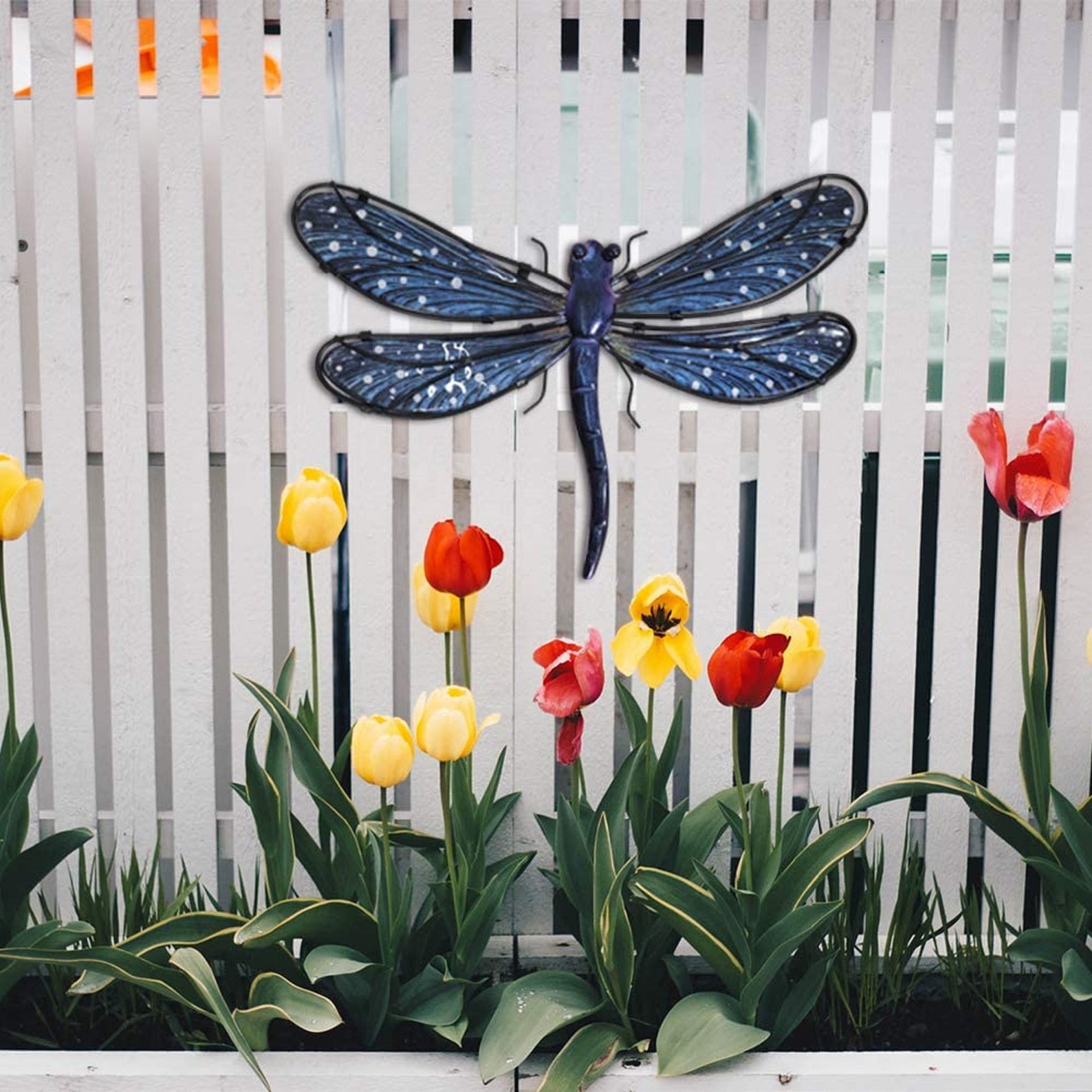 Metal Dragonfly Wall Decor Outdoor Garden Decorations Blue | Etsy