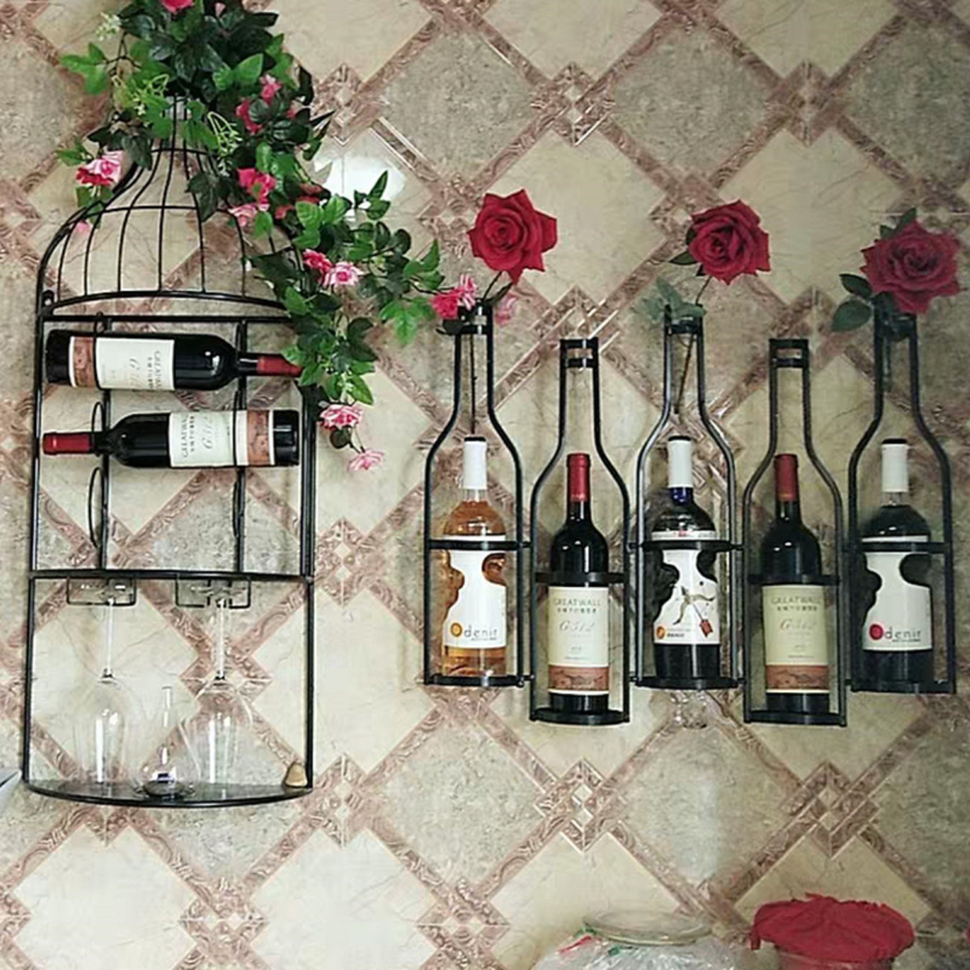 Wine Rack Hanging Wine Rack Wall Wine Bottles Organizer Shelf Etsy