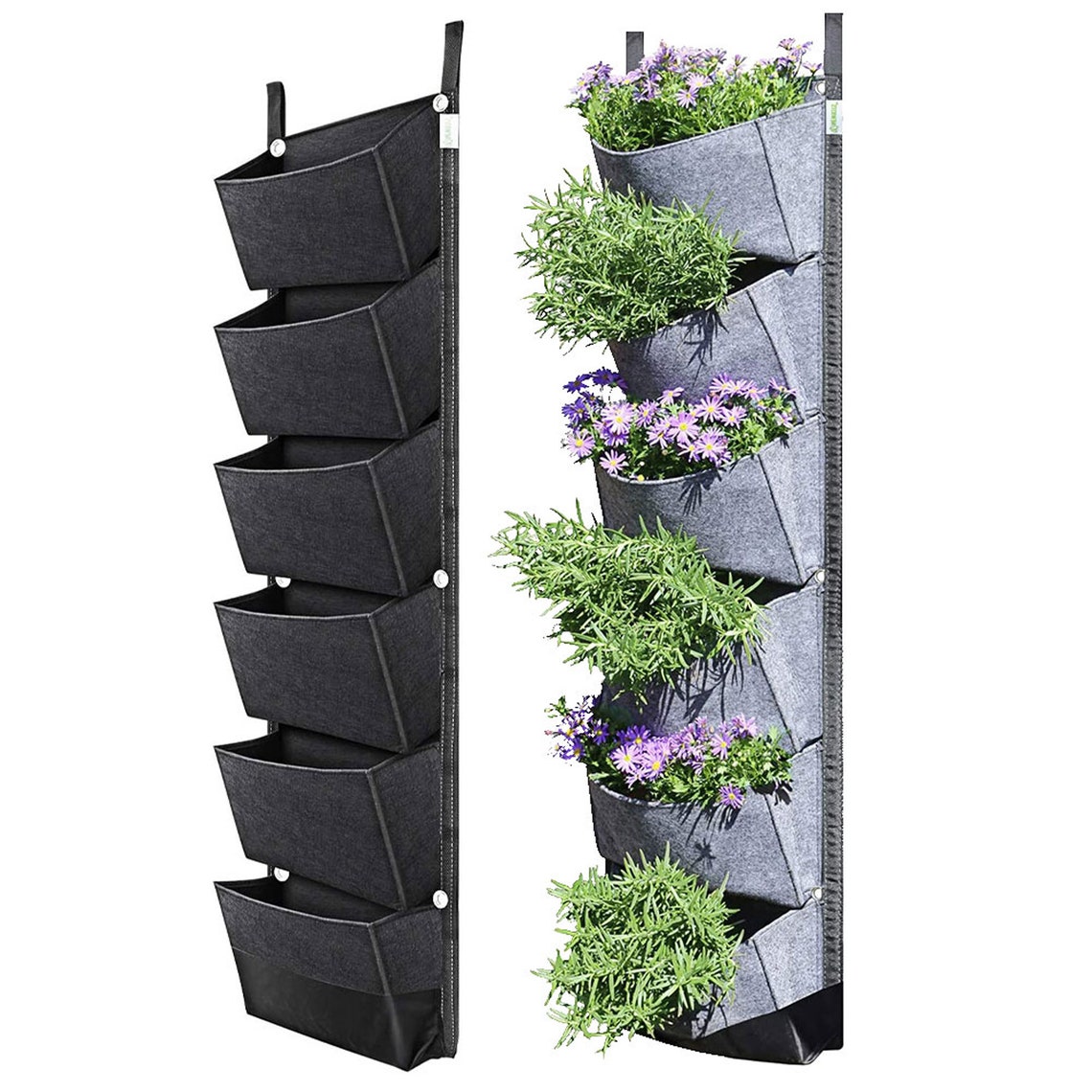 6 Pocket Wallmounted Flower Grow Bag Wall Hanging Planters Etsy