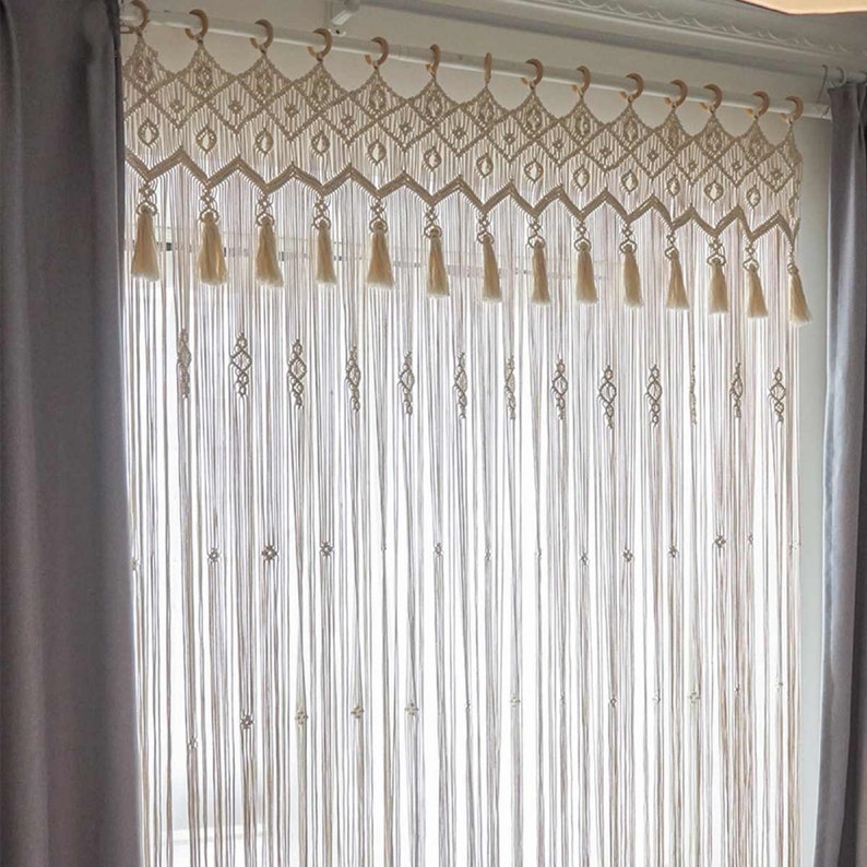 Macrame Curtain Panel for Doorway Window Handmade Woven Wall Etsy