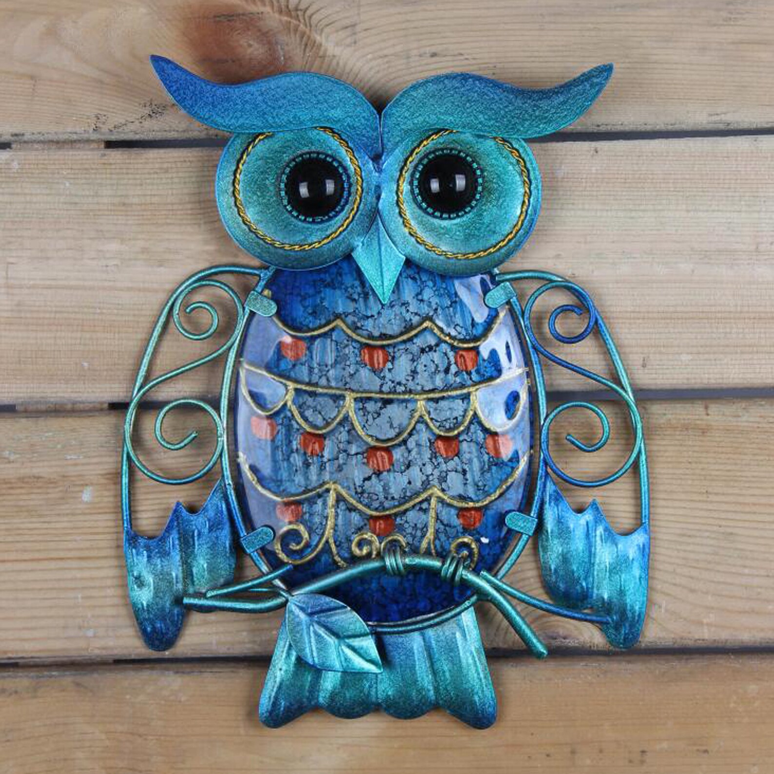 Metal Owl Wall Decor Blue Mosaic Glass Art Sculpture Hanging | Etsy