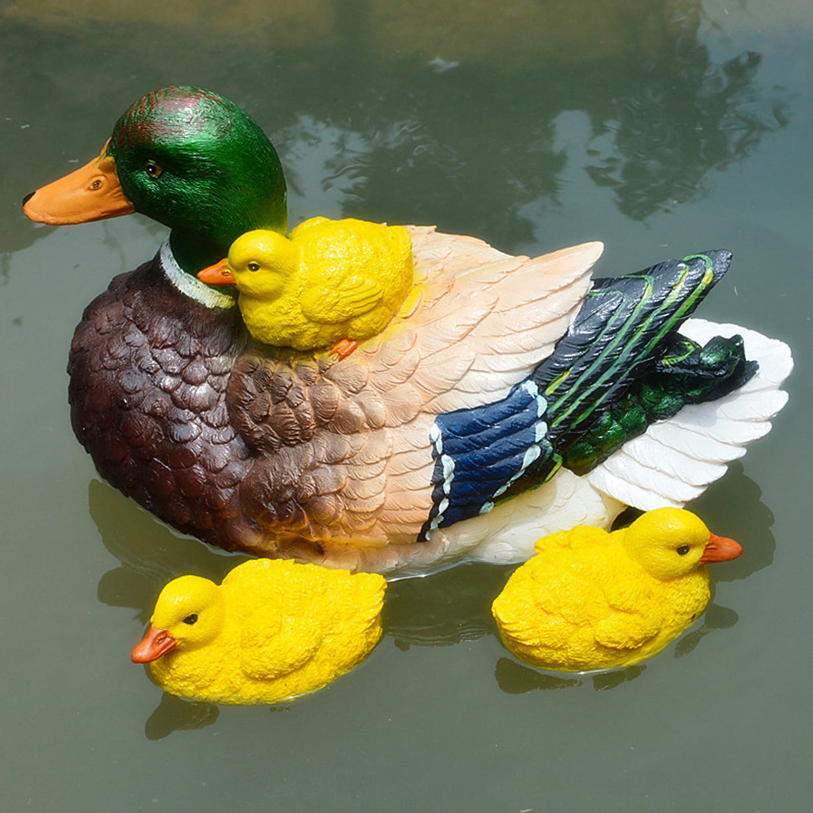 Garden Statues Cute Resin Floating Duck Statue Outdoor Garden Etsy