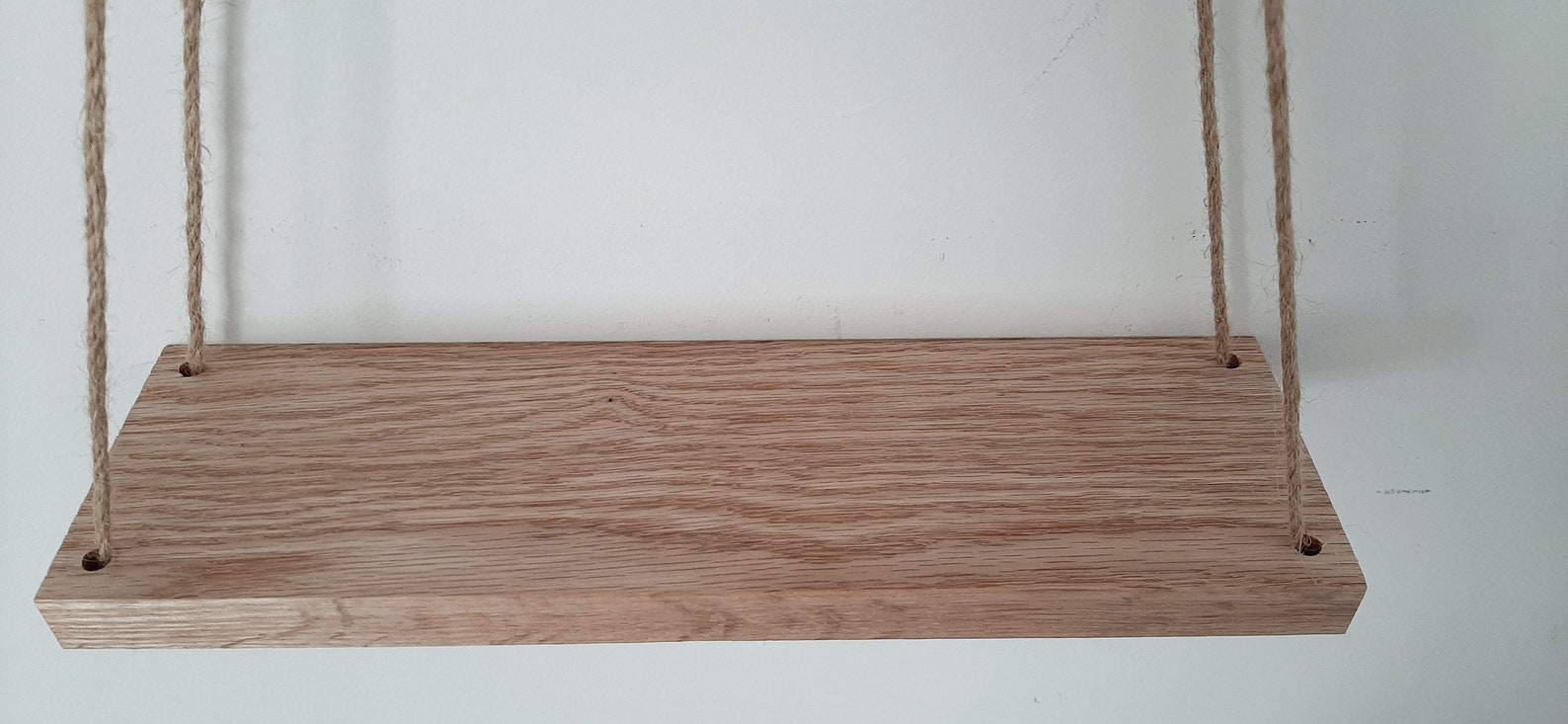 Red Oak Floating Shelf Rustic Home Decor Rope Hanging Shelf Etsy