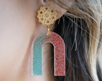 Iridescent Acrylic Earrings | Acrylic Earrings | Laser Cut Earrings | Iridescent Earrings