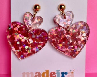 Glitter Earrings - Hot Pink