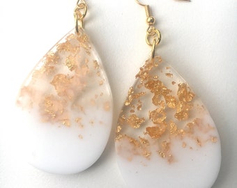 White Gold Flakes Collection- Drop Earrings