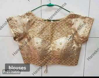 White New Designer Readymade Latest Beaded Saree Blouse Poly Silk Indian Fabric Craft Tunic Butterfly Top Sari Choli Wedding Wear For Women