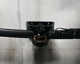 Set Di 2 Ganci Da Parete Per Katana E Spade Samurai: Supporto Espositore Imbottito Per Collezioni, Nero O Color Legno