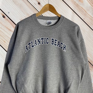 Vintage 90s Atlantic Beach Sweatshirt - Ocean Print Pullover - Size L