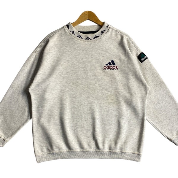 Vintage 90s Adidas Equipment - Sudadera de Cuello Redondo con Logotipo de Rendimiento Bordado para Jóvenes Sudadera de Manga Larga con Capucha Talla S