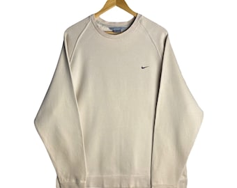 Rare!!vintage Y2K NIKE Essential Earth Tone Crewneck / Cream