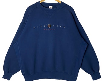 Rare!!vintage 90s NIKE Town New York City Crewneck Embroidered