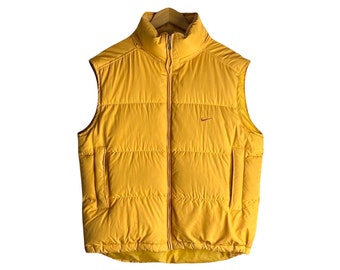 Rare!!Vintage 90s Nike Essential /  Embroidered Swoosh / Puffer Goose Down Vest Jacket Size M
