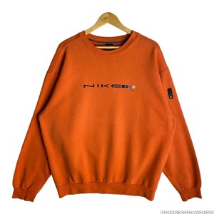 Selten!!Vintage 90er Jahre NIKE Big Logo Gesticktes SpellOut Logo Crewneck Pullover Langarm Pullover Gr.L