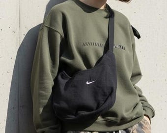 Vintage OG 00-tals Nike broderad rund hals tröja olivgrön/svart tröja storlek 2XL