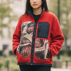 Vintage 90s Polo Sport 'Attack on Titan' Fleece Jacket - Size L