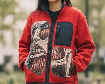Vintage 90s Polo Sport 'attack on Titan' Fleece Jacket - Size L - Etsy